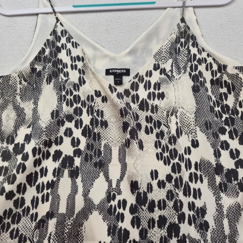 Express Snakeskin Blouse Sleeveless White Gray Tank Top Animal Print Chic Sexy M - Picture 3 of 13
